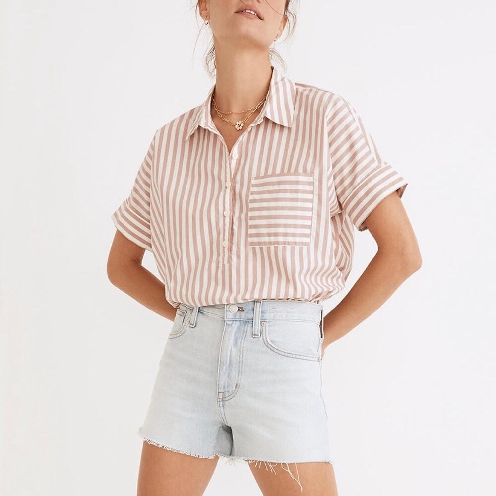 NWOT Madewell Relaxed Denim Shorts Cutoff Raw Hem Light Wash Size 24